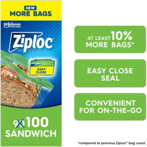 Ziploc?? Sandwich Bags with Grip 'n Seal Technology, 90 Bags
