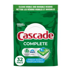 Cascade Complete Dishwasher Pods, Dishwasher Detergent, Dish Detergent Soap, Fresh, 32CT