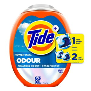 Tide Odour  Oxi Laundry Detergent Pacs, Original Scent, Advanced Odour  Stain Fighter, 63CT