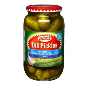 Bicks® 50% Less Salt Garlic Whole Dill Pickles, 1 L