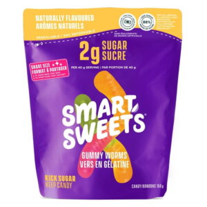 SmartSweets, Gummy Worms, 150g Pouch, 150g Stand Up Pouch