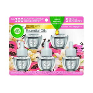 Air Wick Plug In Scented Oil, 5 Refills, Vanilla & Pink Papaya, (5x20mL), 5x20ml