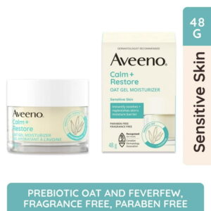 Aveeno Calm??? Oat Gel Moisturizer - Dry Skin Face Care, Sensitive Skin - Oat, Feverfew - Fragrance Free, 48 g
