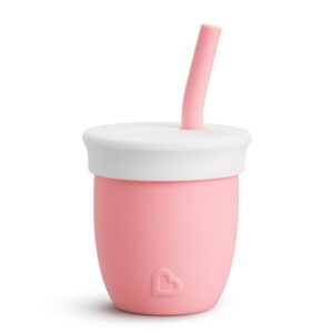 Munchkin C???est Silicone! Open Training Cup with Straw for Babies and Toddlers 6 months, 4 Ounce, A taste of that bottle-free life!