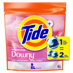 Tide Power PODs  Downy Laundry Detergent Pods, Soft Boosters  April Fresh, 9CT