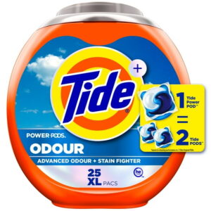 Tide Odour  Oxi Laundry Detergent Pacs, Original Scent, Advanced Odour  Stain Fighter, 25CT