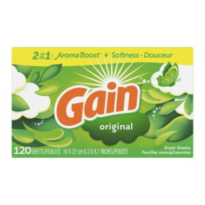 Gain dryer sheets, Original Scent Laundry Fabric Softener Sheets with 2-in-1 Aromaboost Plus Softness, 120 Sheets