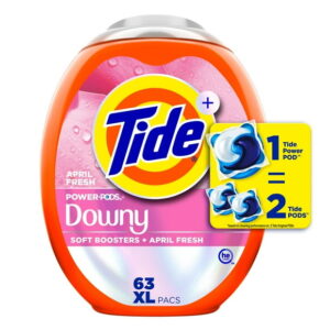 Tide Power PODs  Downy Laundry Detergent Pods, Soft Boosters  April Fresh, 63CT