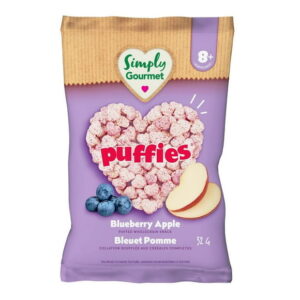 Simply Gourmet Puffies Blueberry Apple baby snack, Puffed grain snacks