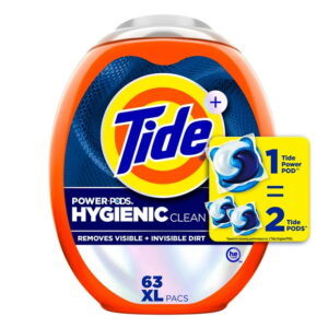 Tide Hygienic Clean Power PODS Laundry Detergent Pacs, Original Scent, Removes Visible and Invisible Dirt, 63CT