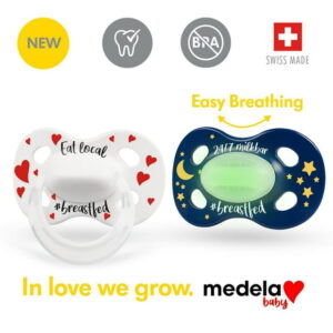 Medela Baby new DAY & NIGHT Pacifier, 24-hour set with glow in the dark pacifier, BPA free, Lightweight and orthodontic. 18? Unisex