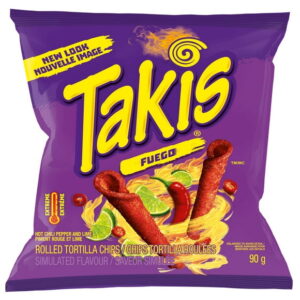 TAKIS® Fuego Spicy Chili Pepper and Lime Rolled Tortilla Chips, 90 g