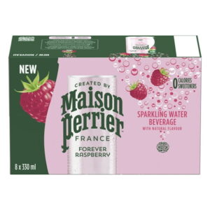 Maison Perrier Forever Raspberry, Sparkling Water Beverage, Natural Raspberry Flavour, No Calories, No Sweeteners, No Sodium, Sourced & Bottled In France, 2.6 L