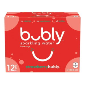 Bubly Strawberry Sparkling Water 12 x355 mL, Cans, 12x355mL