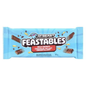 Feastables MrBeast Milk Chocolate Crunch Bar, 2.1 oz (60g), 1 Count, Feastables MrBeast Milk Chocolate Crunch Bar, 60g