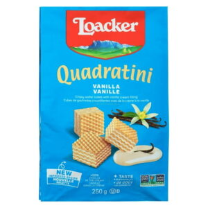 Loacker Quadratini Wafer Vanilla Bite Size Baked Cookies 250GR, 250 g