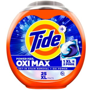 Tide Oxi Max Power PODS Laundry Detergent Pods, 25 Count, Stain Remover Plus Oxi Power, TIDE TD PWR PDS OXMX 25CT