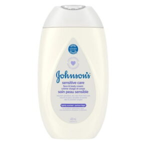 Johnson???s Sensitive Care Face & Body Baby Cream, Lightly Scented, Sunflower Oil, Vitamin B5, Sensitive & Dry Skin, 400 mL