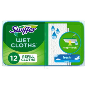 Swiffer Sweeper Wet Mopping Cloth Refills for Floor Mopping and Cleaning, Multi-Surface Floor Cleaner, Fresh Scent, 12CT