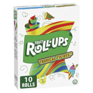 Fruit Roll-Ups Fruit Flavoured Snacks, Tropical TiDye, Gluten Free, 10 ct, 10 rolls, 141 g