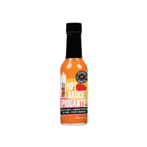 Pepper North Sweet Garlic + Habanero Peppers Hot Sauce, Try it on pizza, tacos, chicken wings, eggs, french fries, vegan bowls and more.