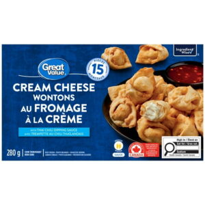 Great Value Cream Cheese Wontons with Thai Chili Dipping Sauce, 280 g