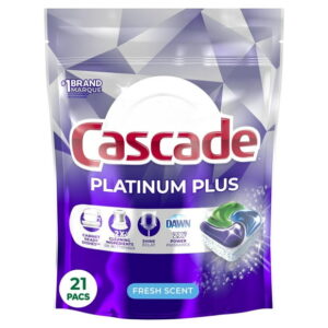 Cascade Platinum Plus Dishwasher Pods, Dish Detergent ActionPacs, Fresh, 21CT