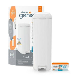 Diaper Genie Platinum Pail 18 bags - Lily White, Platinum Pail  1 Easy Roll refill with 18 bags.