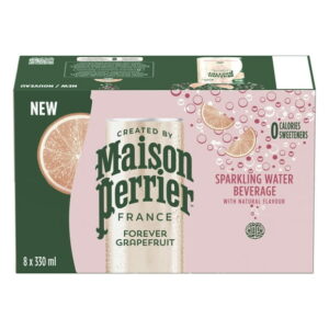 Maison Perrier Forever Grapefruit, Sparkling Water Beverage, Natural Grapefruit Flavour, No Calories, No Sweeteners, No Sodium, Sourced & Bottled In France, 2.6 L