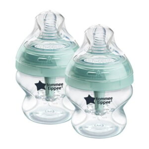 Tommee Tippee Baby Bottles, Advanced Anti-Colic Baby Bottle with Slow Flow Breast-Like Nipple, 5oz, 0m, Self-Sterilizing, Baby Feeding Essentials, Pack of 2