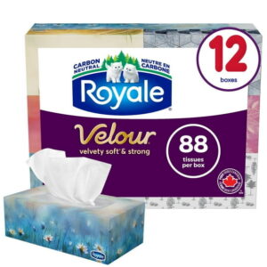 Royale Velour Facial Tissue, 12 Flat Boxes, 88 Tissues per box
