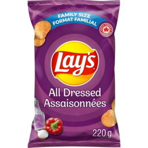 Lay's All Dressed Flavoured Potato Chips, Family Size, 220 g.
