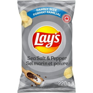 Lay's Sea Salt & Pepper Flavoured Potato Chips, 220 g.