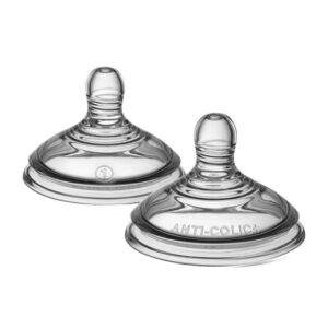 Tommee Tippee Advanced Anti-Colic Baby Bottle Nipples, Extra Slow Flow, 0 Months, Breast-Like, Soft Silicone, Pack of 2