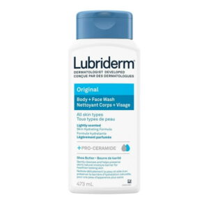 Lubriderm Original Body  Face Wash, Hydrating Body Wash  Moisturizing Facial Cleanser with Pro-Ceramide & Shea Butter to Gently Cleanse, Light Fragrance & Hypoallergenic, 473 mL
